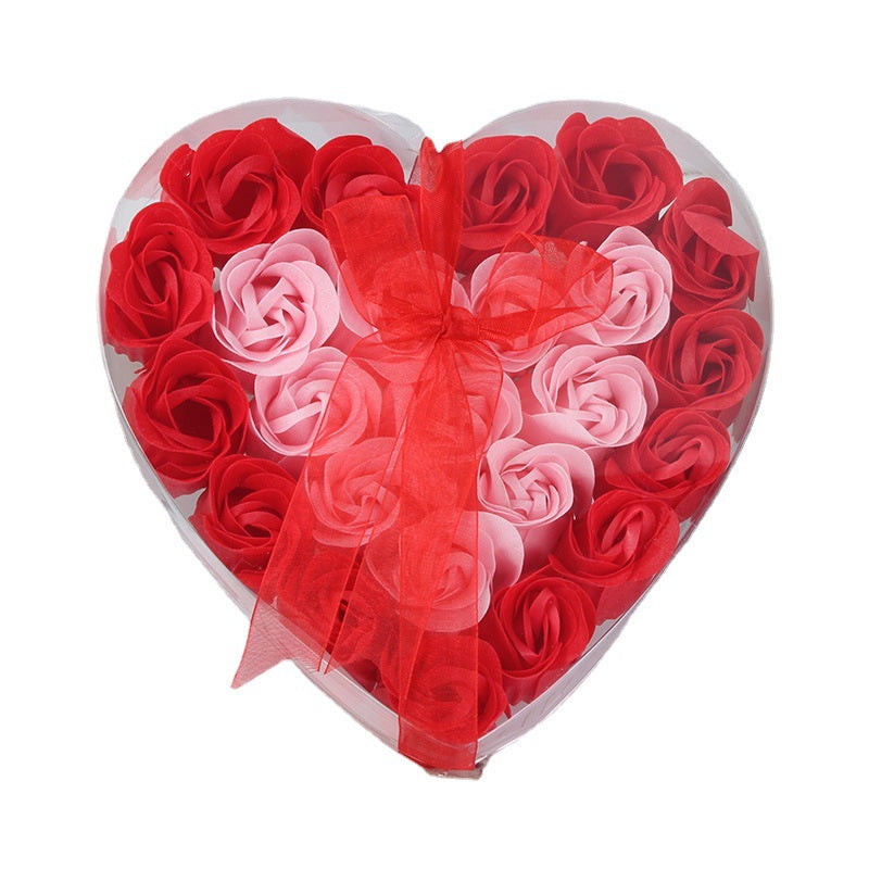 Rose-scented soap heart-shaped gift box